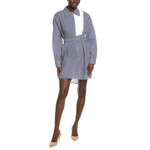 Gracia Womens  Contrast Stripe Shirtdress, Blue